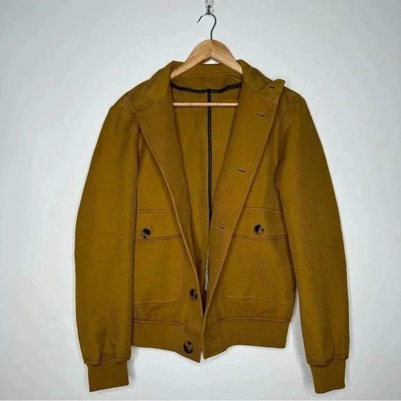 ZARA Men’s Mustard Button Front Bomber Jacket Size Small - Picture 12 of 12